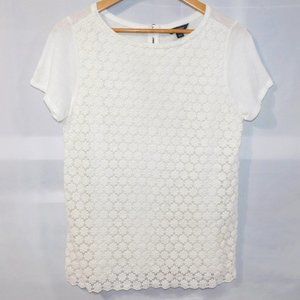 Lands  End Womens 10-12 Crochet Overlay Top